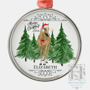 Custom Personalised Horse Watercolor Christmas Metal Ornament