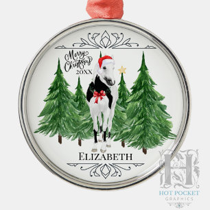 Custom Personalised Horse Watercolor Christmas Metal Ornament
