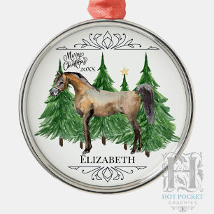 Custom Personalised Horse Watercolor Christmas Metal Ornament