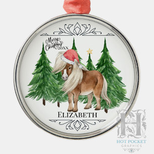 Custom Personalised Horse Watercolor Christmas Metal Ornament