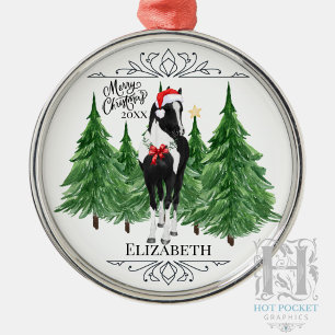 Custom Personalised Horse Watercolor Christmas Metal Ornament