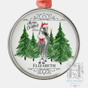 Custom Personalised Horse Watercolor Christmas Metal Ornament