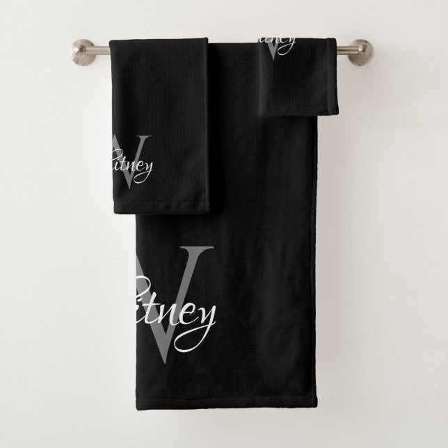 Custom Personalised Initial Script Monogram  Bath Towel Set (Insitu)