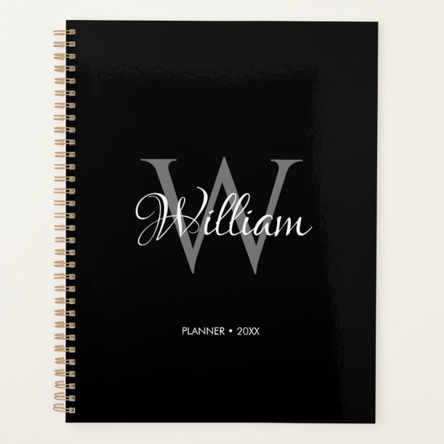 Custom Personalised Initial Script Monogram Planner (Front)