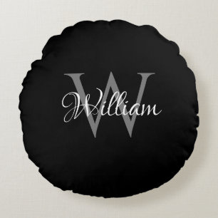 Custom Personalised Initial Script Monogram Round Cushion