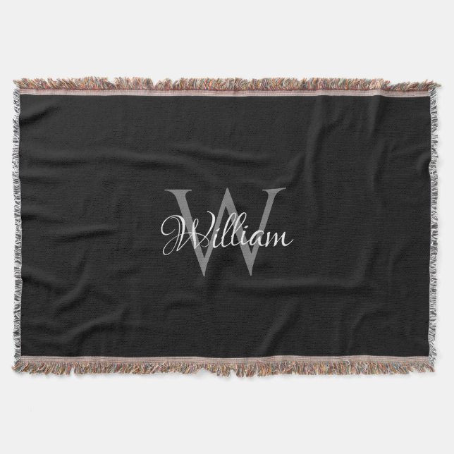 Custom Personalised Initial Script Monogram Throw Blanket (Front)