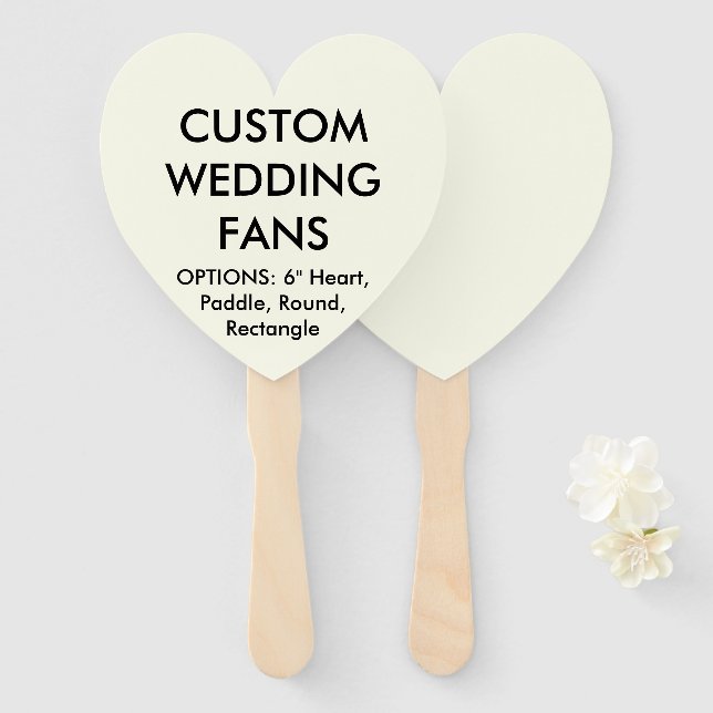Custom Personalised IVORY HEART WEDDING FANS (Front and Back)