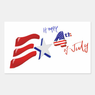 Custom Personalised July 4th American Flag Rectangular Sticker