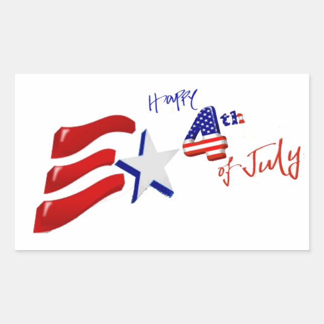Custom Personalised July 4th American Flag Rectangular Sticker (Front)