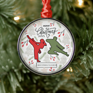 Custom Personalised Karate Martial Arts Christmas Metal Ornament