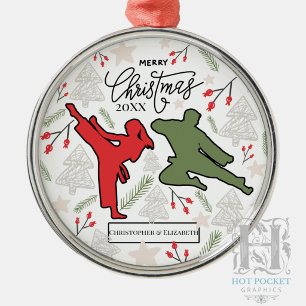 Custom Personalised Karate Martial Arts Christmas Metal Ornament