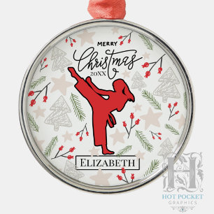 Custom Personalised Karate Martial Arts Christmas Metal Ornament