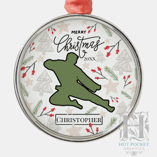 Custom Personalised Karate Martial Arts Christmas Metal Ornament