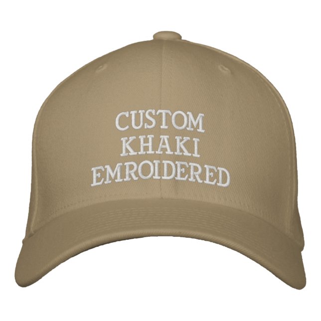 Custom Personalised Khaki Embroidered Baseball Cap (Front)