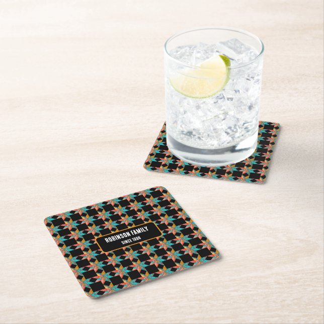 Custom personalised kitchen accessories cook gift square paper coaster (Insitu)