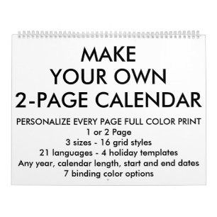 Custom Personalised Large 2-Page Calendar