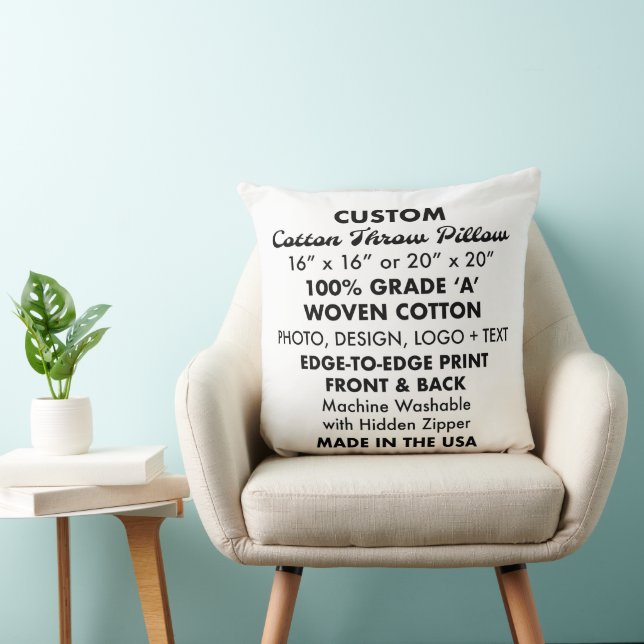 Custom personalised Large Cotton Throw Pillow 20" (Chair)