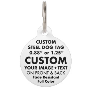 Custom Personalised Large Round Steel Dog Tag