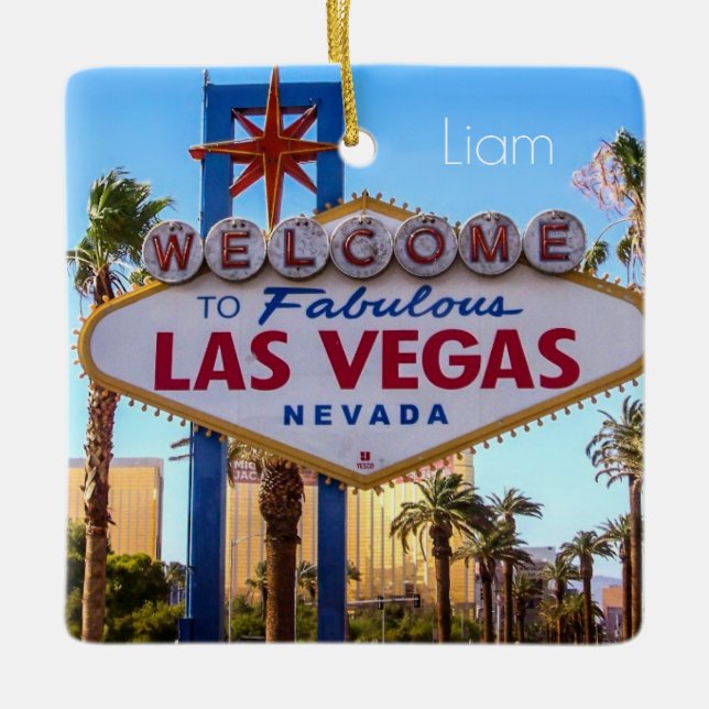 Custom Personalised Las Vegas Ceramic Ornament (Front)