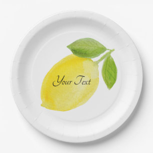 Custom Personalised Lemon Plate. Paper Plate