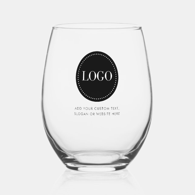 Custom Personalised Logo and Text  Stemless Wine Glass (Front)