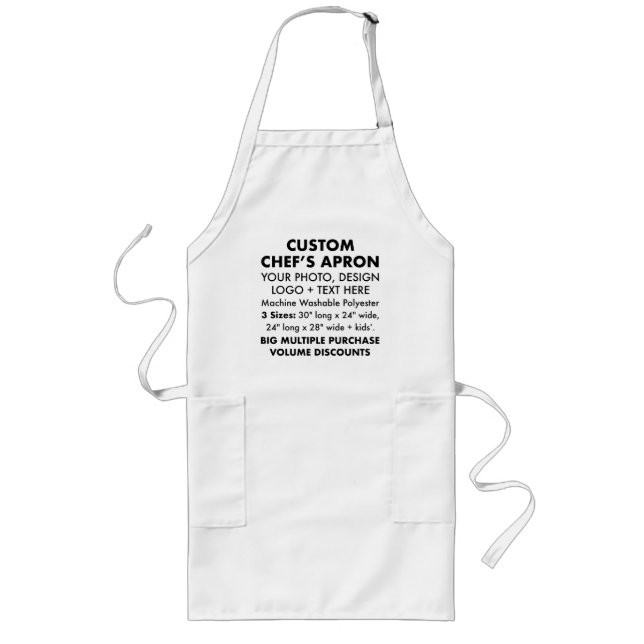 Custom Personalised Long Chef's Apron 30" x 24" (Front)