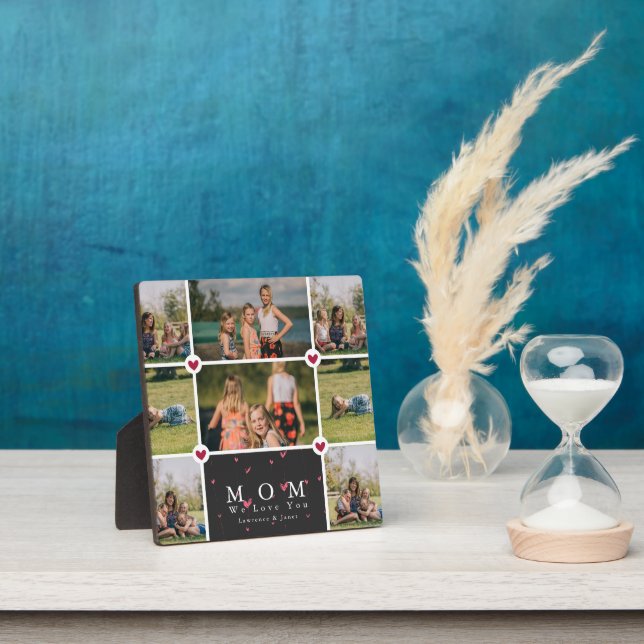 Custom Personalised Love You Mum 8 Photo collage Plaque (Insitu)