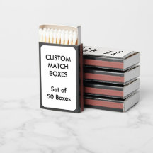 Custom Personalised MATCHBOXES - BLACK. Set of 50