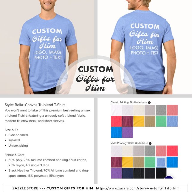 Custom personalised Men's Blue Tri-Blend T-Shirt Tri-Blend Shirt (CUSTOM GIFTS FOR HIM
https://www.zazzle.com/store/customgiftsforhim/)