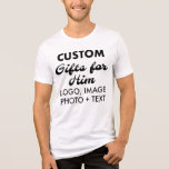 Custom personalised Men's White Tri-Blend T-Shirt Shirt<br><div class="desc">Custom personalised Men's White Tri-Blend T-Shirt (18 available colours) - Bella Canvas t-shirt with side-seams - unisex sizing, retail fit. 50% poly, 25% Airlume combed and ring-spun cotton, and 25% rayon. Upload logo, photo, image, design and add your own text to make your own personalised birthday, Christmas, Father's Day, Valentine's...</div>