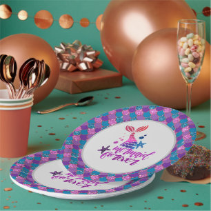 Custom Personalised Mermaid Themed Party Supplies  Paper Plate