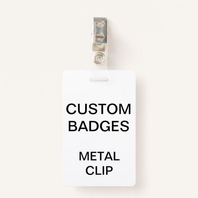 Custom Personalised METAL CLIP BADGE ID Badge (Front with Clip)