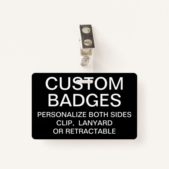 Custom Personalised METAL CLIP BADGE Template ID Badge (Front with Clip)