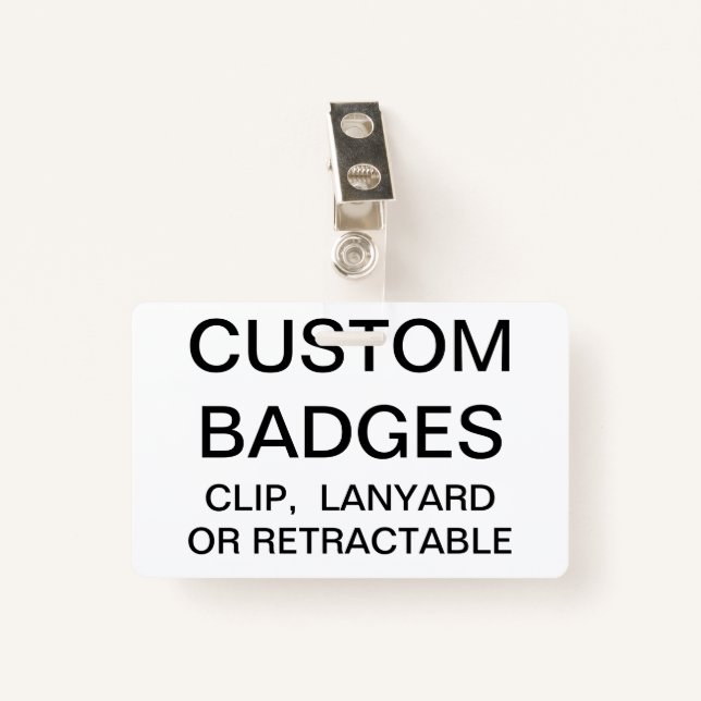 Custom Personalised METAL CLIP BADGE Template ID Badge (Front with Clip)