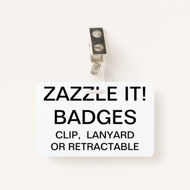 Custom Personalised METAL CLIP BADGE Template ID Badge (Front with Clip)