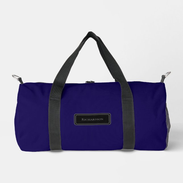 Custom Personalised Minimalist Dark Blue Duffle Bag (Front)