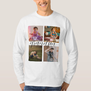 Custom Personalised Modern Cool 4 Photo Collage T-Shirt