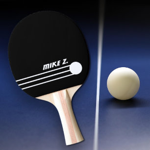 Custom Personalised Modern Font Name on Black Ping Pong Paddle