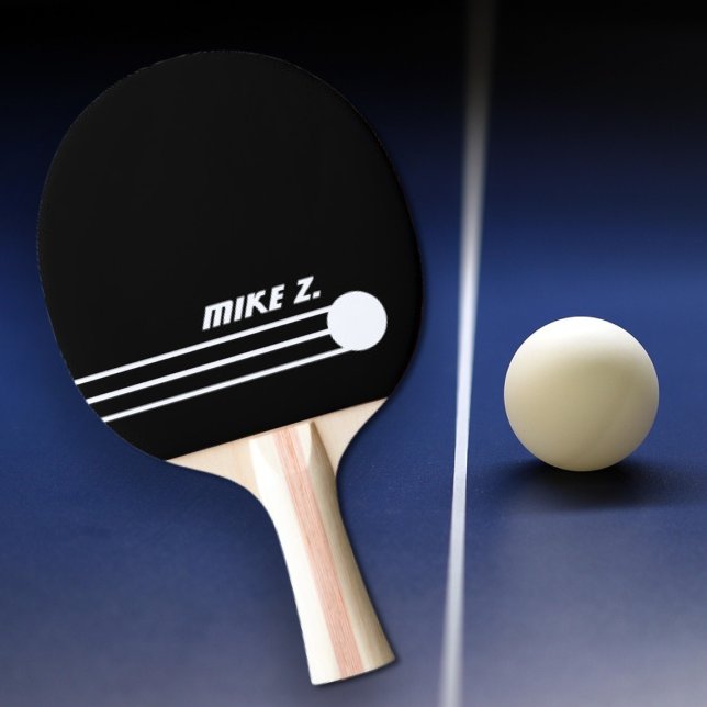 Custom Personalised Modern Font Name on Black Ping Pong Paddle (Creator Uploaded)