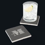 Custom Personalised Monogram Initial Name Stone Coaster<br><div class="desc">Classic drink coaster features your monogram initial and family name over it,  beautiful personalised home decor or give as a gift! Change the colours to match your decor.</div>