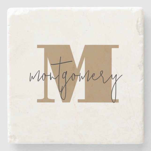 Custom Personalised Monogram Initial Name Stone Coaster (Front)