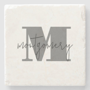 Custom Personalised Monogram Initial Name Stone Coaster