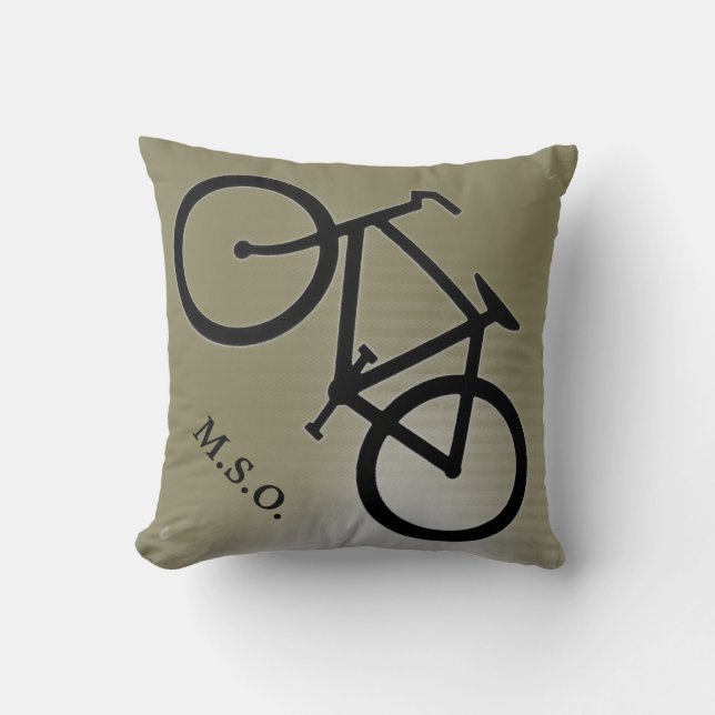 custom personalised Monogram Initials on Bike sign Cushion (Front)