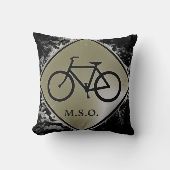 custom personalised Monogram Initials on Bike sign Cushion (Front)