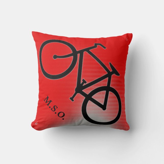 custom personalised Monogram Initials on Bike sign Cushion (Front)