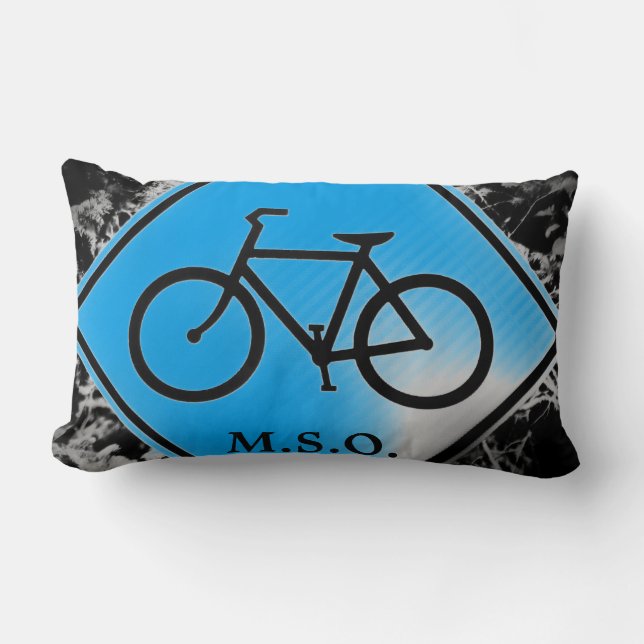 custom personalised Monogram Initials on Bike sign Lumbar Cushion (Front)