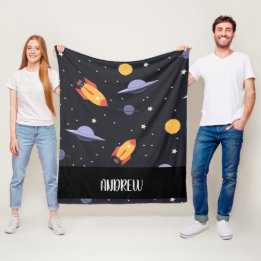 Custom personalised ,monogram outer space  fleece blanket