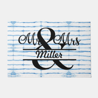 Custom Personalised Monogram Shibori Door Mat 