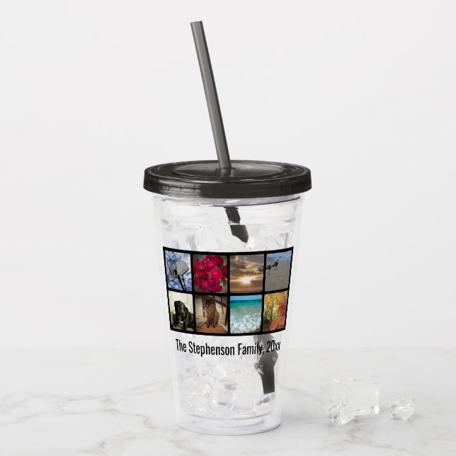 Custom Personalised Multi Photo Picture Collage Acrylic Tumbler (Front Ice)