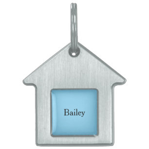 Custom Personalised Name Add Photo Art Light Blue Pet ID Tag